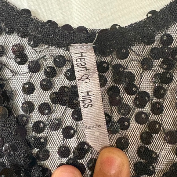 Heart Loves Hips Embellished Black Tank Top w/ Sequins Size Small Women's - Picture 3 of 6